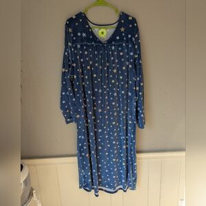 White Orchid Women's Winter Snowflake  Blue Nightgown 1x